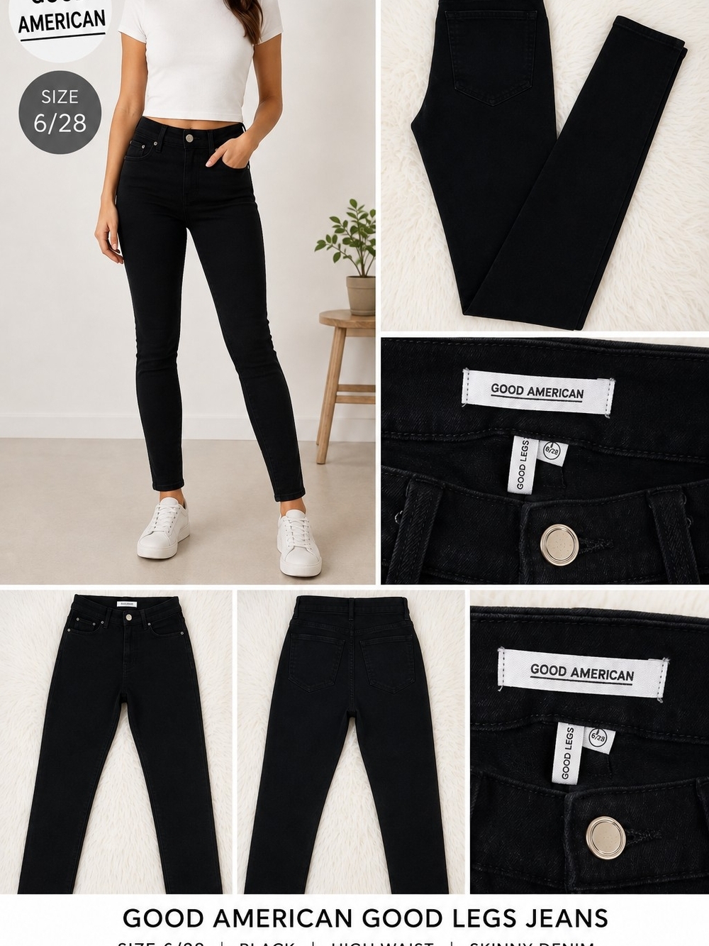 Good American Black High-Rise Skinny Jeans